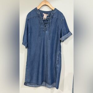 Classic Philosophy Blue Lace-Up Denim Dress